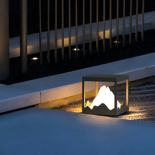 Creative Black Cube Frame Hill Decor Metal Outdoor Lamp Zawala Image - 14