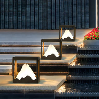 Creative Black Cube Frame Hill Decor Metal Outdoor Lamp Zawala Image - 15