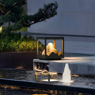Creative Black Cube Frame Hill Decor Metal Outdoor Lamp Zawala Image - 2