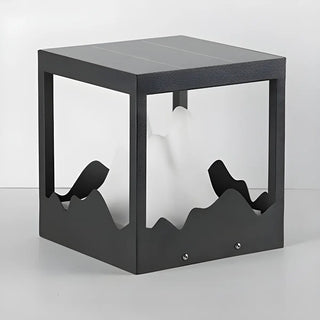 Creative Black Cube Frame Hill Decor Metal Outdoor Lamp Zawala Image - 7
