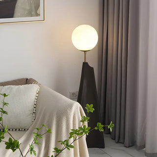 Modern Large Glass Globe Brown Resin LED Floor Lamp Zawala Image - 1