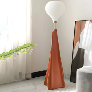 Modern Large Glass Globe Brown Resin LED Floor Lamp Zawala Image - 4