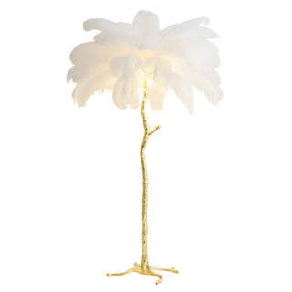 Creative White Feather Gold Branch Stand Floor Lamp Zawala Image - 10