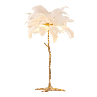 Creative White Feather Gold Branch Stand Floor Lamp Zawala Image - 12