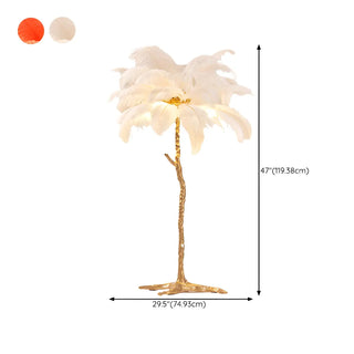 Creative White Feather Gold Branch Stand Floor Lamp Zawala Image - 15
