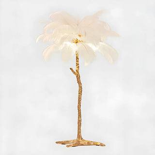Creative White Feather Gold Branch Stand Floor Lamp Zawala Image - 5