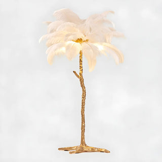 Creative White Feather Gold Branch Stand Floor Lamp Zawala Image - 6