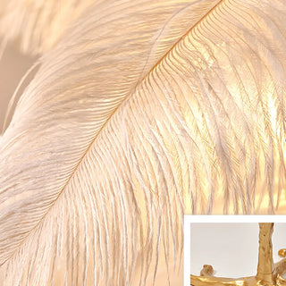 Creative White Feather Gold Branch Stand Floor Lamp Zawala Image - 9
