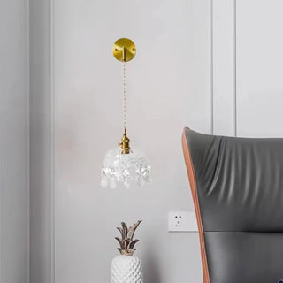 Trendy Clear Glass Shade Gold Pendant Wall Light Zawala Image - 2