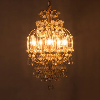 ZOWALA - Crystal Gold Cage Chandelier for Bedroom Image - 1