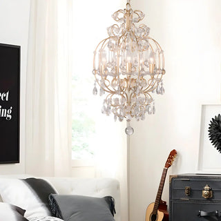 ZOWALA - Crystal Gold Cage Chandelier for Bedroom Image - 2
