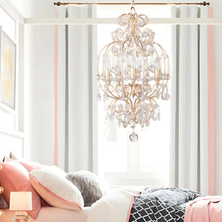 ZOWALA - Crystal Gold Cage Chandelier for Bedroom Image - 3
