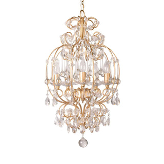 ZOWALA - Crystal Gold Cage Chandelier for Bedroom Image - 4