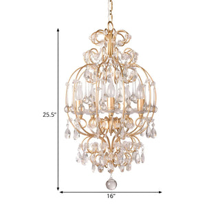 ZOWALA - Crystal Gold Cage Chandelier for Bedroom #size
