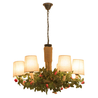 Curve Rope Fabric Beige Restaurant Farmhouse Chandelier Image - 4