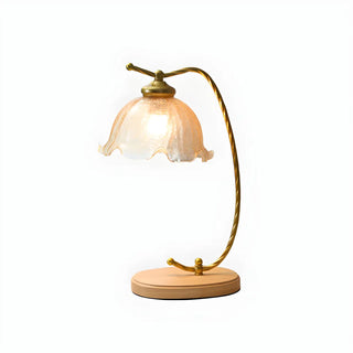 Elegant Flower-Shaped Glass Gold Finish Arm Table Lamp Zawala Image - 11
