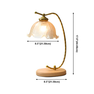 Elegant Flower-Shaped Glass Gold Finish Arm Table Lamp Zawala #size