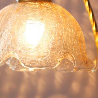 Elegant Flower-Shaped Glass Gold Finish Arm Table Lamp Zawala Image - 6
