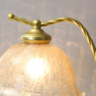 Elegant Flower-Shaped Glass Gold Finish Arm Table Lamp Zawala Image - 8