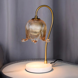 Modern Flower Glass Curved Metal Arm Candle Table Zawala Image - 10