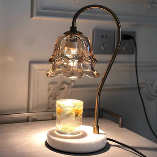 Modern Flower Glass Curved Metal Arm Candle Table Zawala Image - 12
