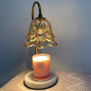 Modern Flower Glass Curved Metal Arm Candle Table Zawala Image - 13