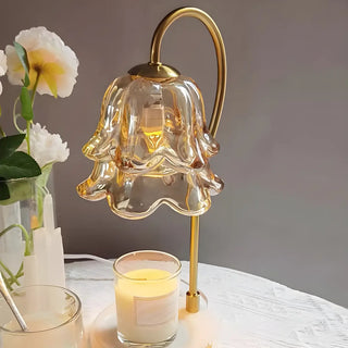 Modern Flower Glass Curved Metal Arm Candle Table Zawala Image - 14