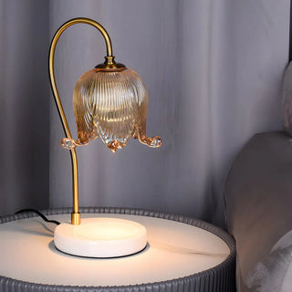 Modern Flower Glass Curved Metal Arm Candle Table Zawala Image - 15