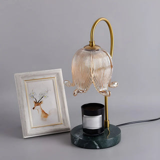 Modern Flower Glass Curved Metal Arm Candle Table Zawala Image - 16