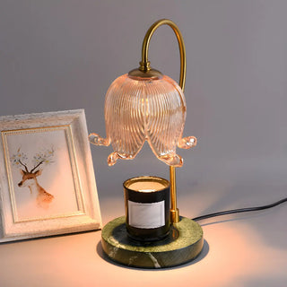 Modern Flower Glass Curved Metal Arm Candle Table Zawala Image - 2