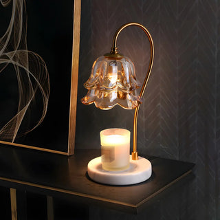 Modern Flower Glass Curved Metal Arm Candle Table Zawala Image - 4