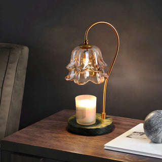 Modern Flower Glass Curved Metal Arm Candle Table Zawala Image - 5
