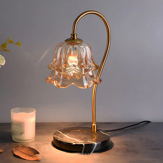 Modern Flower Glass Curved Metal Arm Candle Table Zawala Image - 6