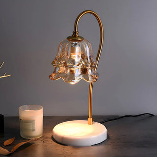 Modern Flower Glass Curved Metal Arm Candle Table Zawala Image - 7