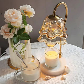Modern Flower Glass Curved Metal Arm Candle Table Zawala Image - 8