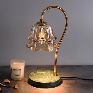 Modern Flower Glass Curved Metal Arm Candle Table Zawala Image - 9