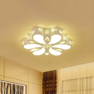 Modish White Flower Small LED Flush Mount Ceiling Light Zawala Image - 1
