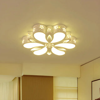 Modish White Flower Small LED Flush Mount Ceiling Light Zawala Image - 2