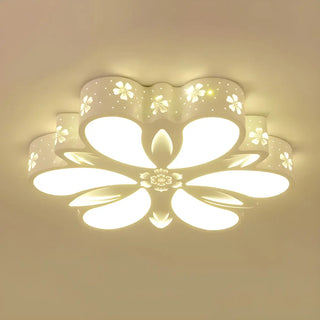 Modish White Flower Small LED Flush Mount Ceiling Light Zawala Image - 3