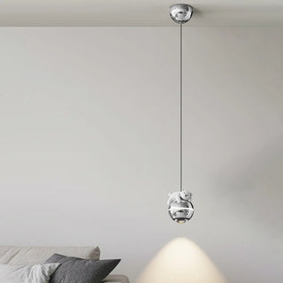 Unique Cute Bear Chrome Globe Children Room Pendant Light Zawala Image - 1