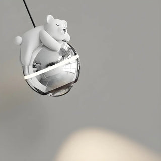 Unique Cute Bear Chrome Globe Children Room Pendant Light Zawala Image - 8