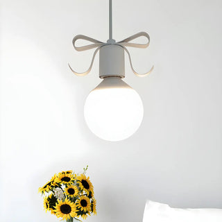 Cute Pink Bow White Globe Children Room Pendant Light Zawala Image - 5