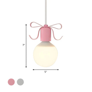 Cute Pink Bow White Globe Children Room Pendant Light Zawala #size