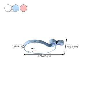 Corridor Adorable Whale LED Flush Mount Ceiling Light Zawala #size