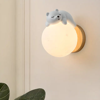 ZOWALA - Kids Wood Globe Indoor Wall Light Image - 3