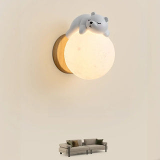 ZOWALA - Kids Wood Globe Indoor Wall Light Image - 5