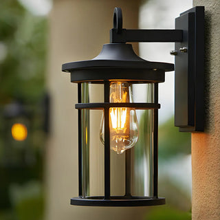 Stylish Cylinder Mini Black Metal Outdoor Wall Lamp Zawala Image - 1