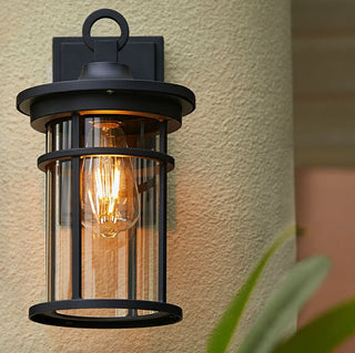 Stylish Cylinder Mini Black Metal Outdoor Wall Lamp Zawala Image - 10