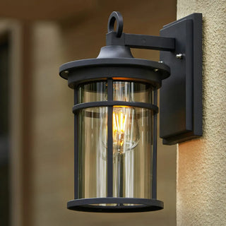 Stylish Cylinder Mini Black Metal Outdoor Wall Lamp Zawala Image - 11