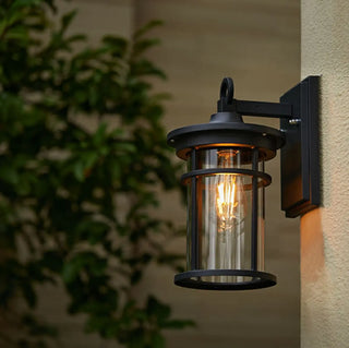 Stylish Cylinder Mini Black Metal Outdoor Wall Lamp Zawala Image - 12